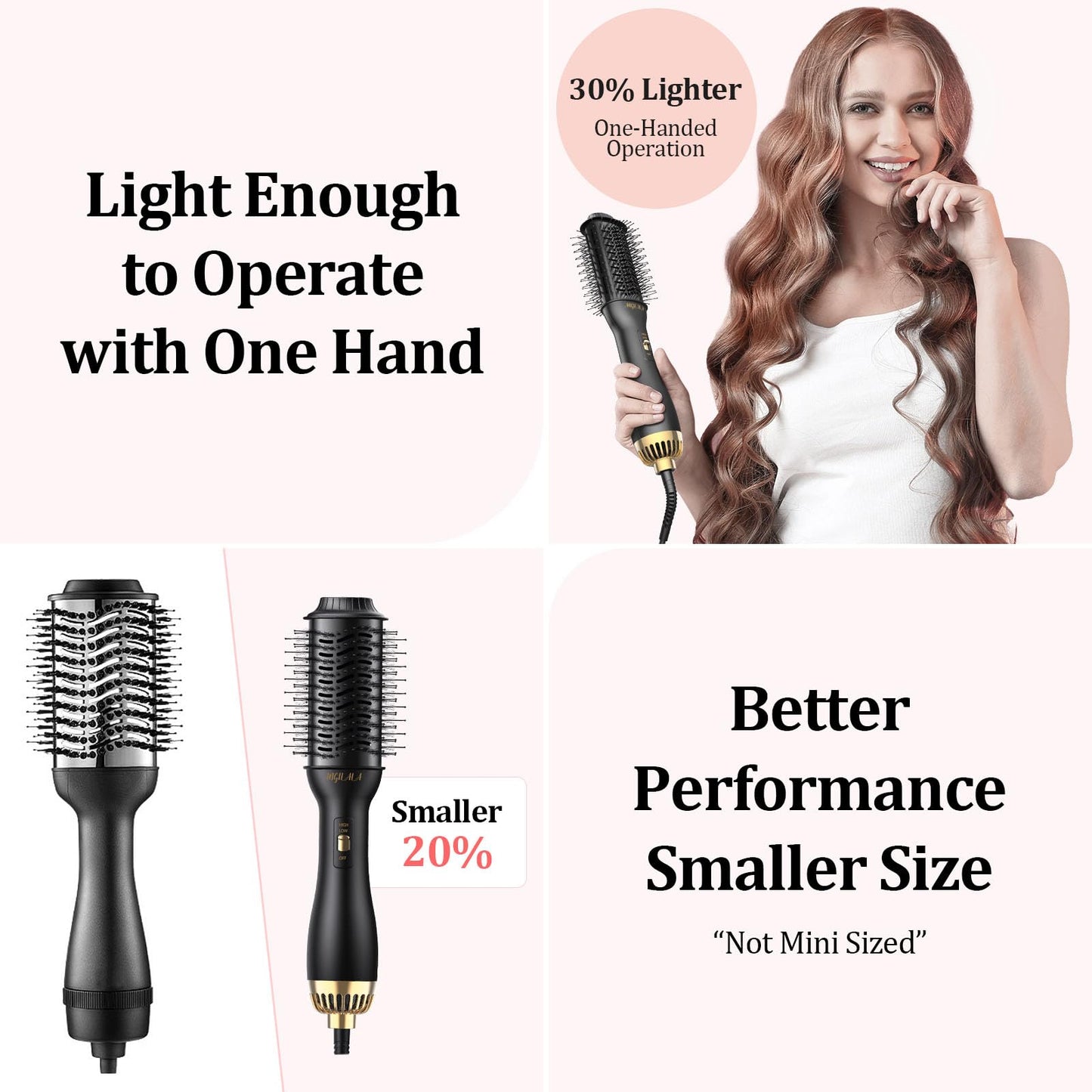 110~250V Multi-Voltage Hair Dryer Brush for International Travel, EU/UK Plug Adapter & Travel Case Included, Europe Travel Essentials for Women