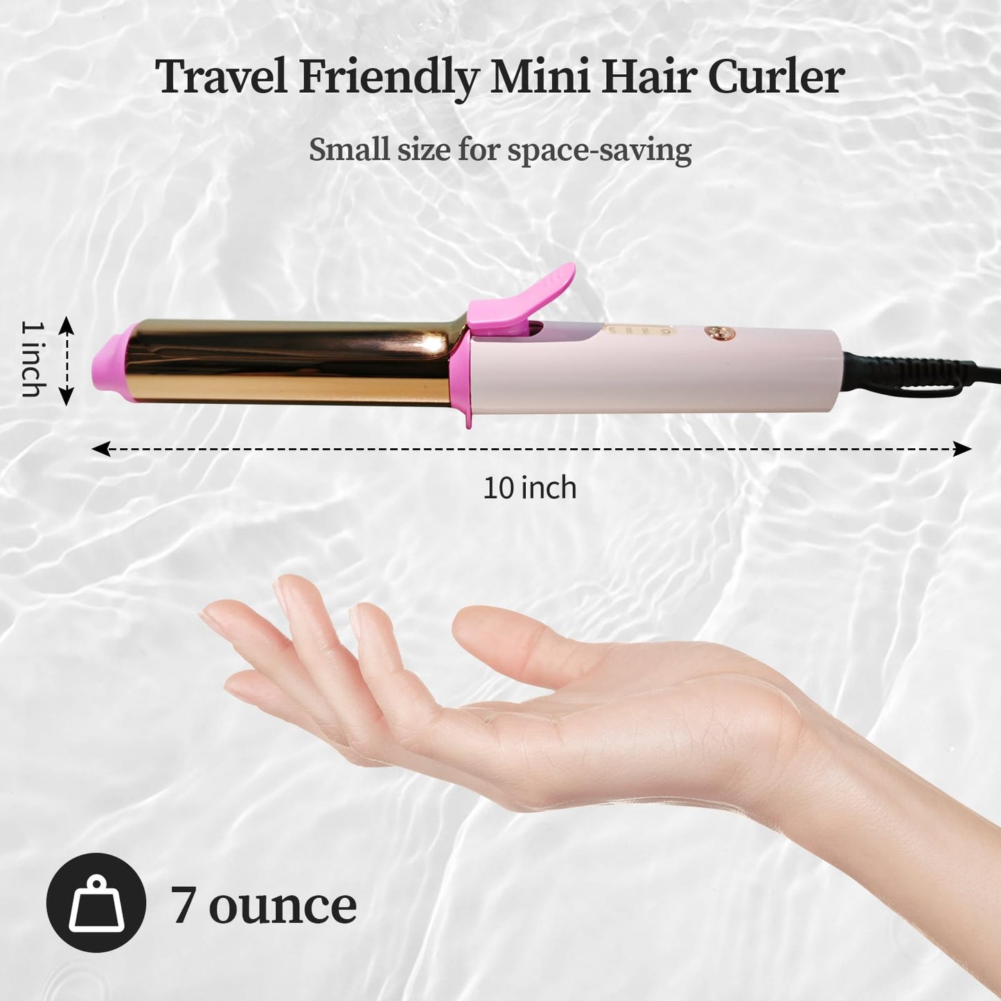 Travel Curling Iron with Storage Bag, Mini Curling Iron for Short Hair, Temp Control Mini Hair Curler with Dual Voltage, 3 Adjustable Temperatures, Europe Travel Essentials for Women