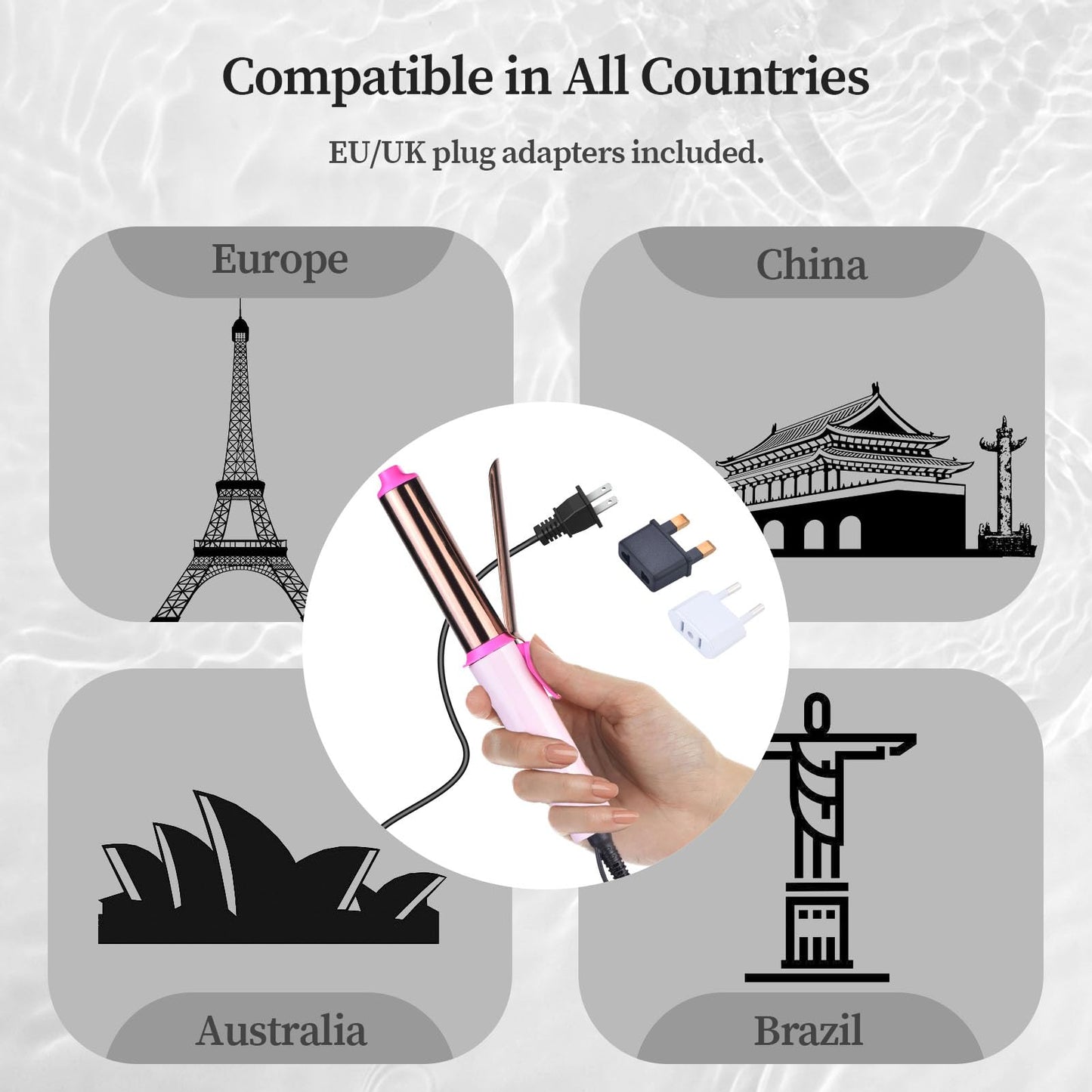 Travel Curling Iron with Storage Bag, Mini Curling Iron for Short Hair, Temp Control Mini Hair Curler with Dual Voltage, 3 Adjustable Temperatures, Europe Travel Essentials for Women