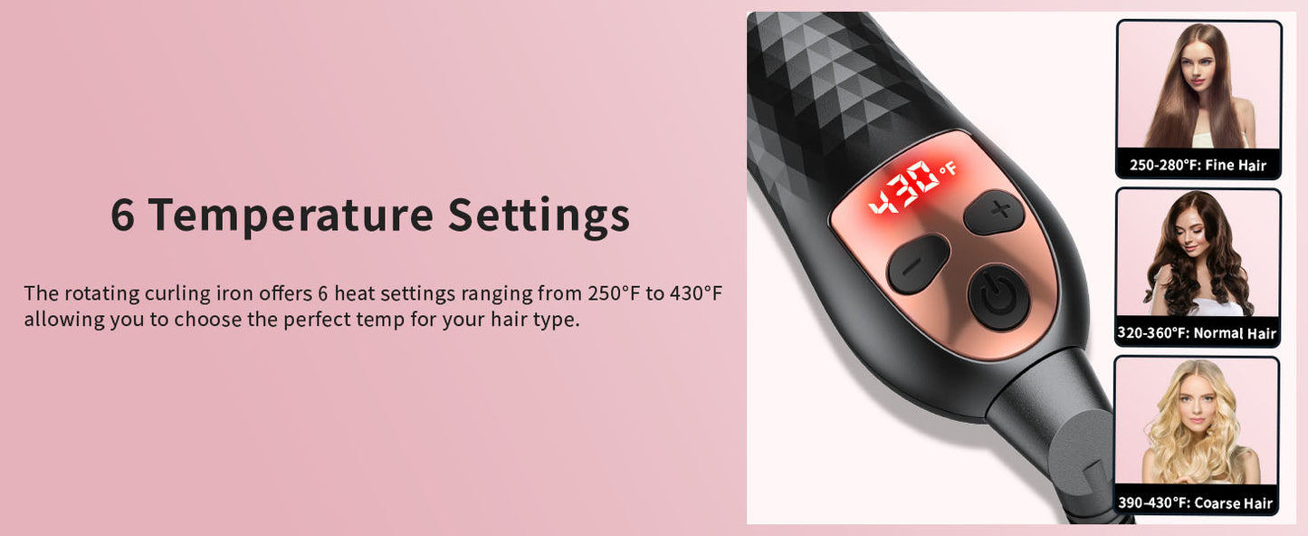 Rotating Curling Iron, Hair Curler Automatic Rotating, Risadora de Pelo Giratoria, Easiest Curling Iron for Beginners, Best Curling Iron for Thin Fine Hair