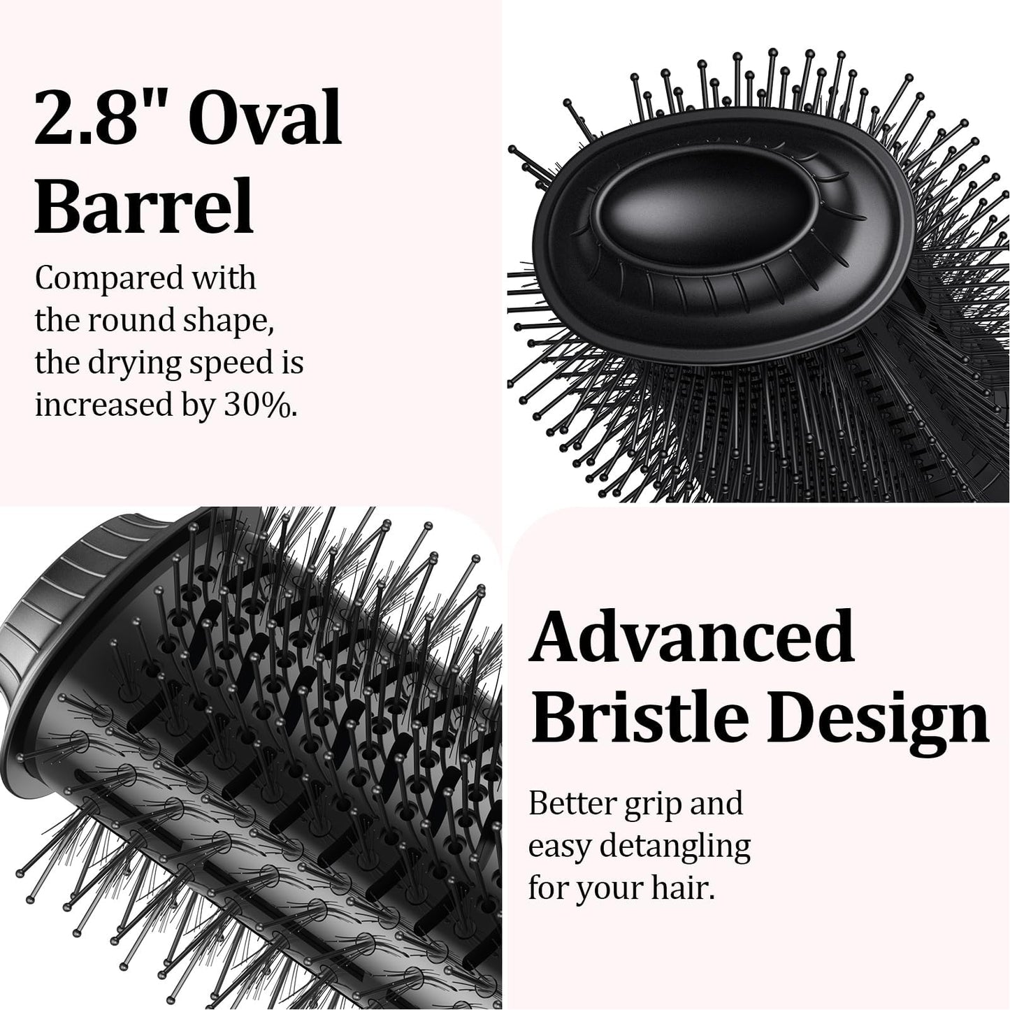 ANGILALA Dual Voltage(100~250V) Mini Hair Dryer Brush with European Plug Adapter for International Travel, Europe Travel Essentials for Women