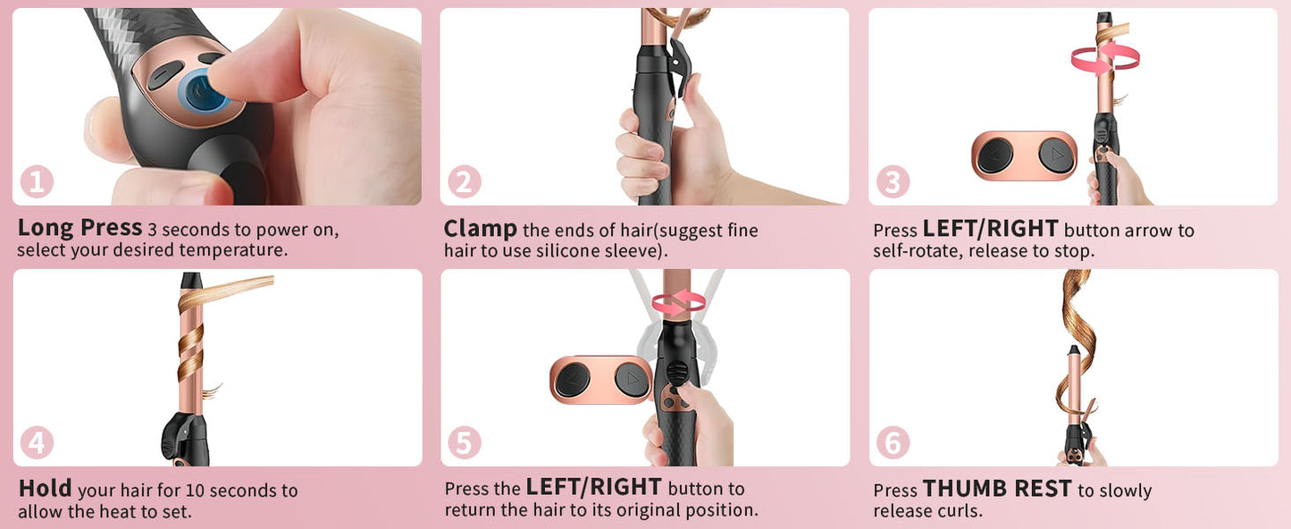 Rotating Curling Iron, Hair Curler Automatic Rotating, Risadora de Pelo Giratoria, Easiest Curling Iron for Beginners, Best Curling Iron for Thin Fine Hair