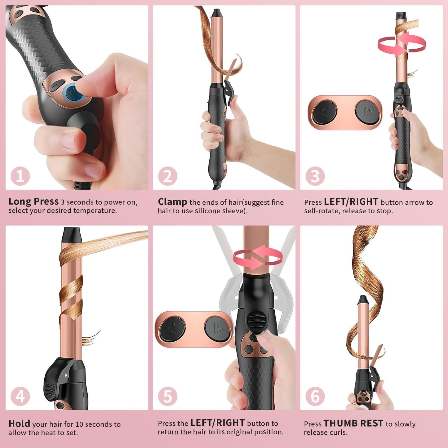 Rotating Curling Iron, Hair Curler Automatic Rotating, Risadora de Pelo Giratoria, Easiest Curling Iron for Beginners, Best Curling Iron for Thin Fine Hair
