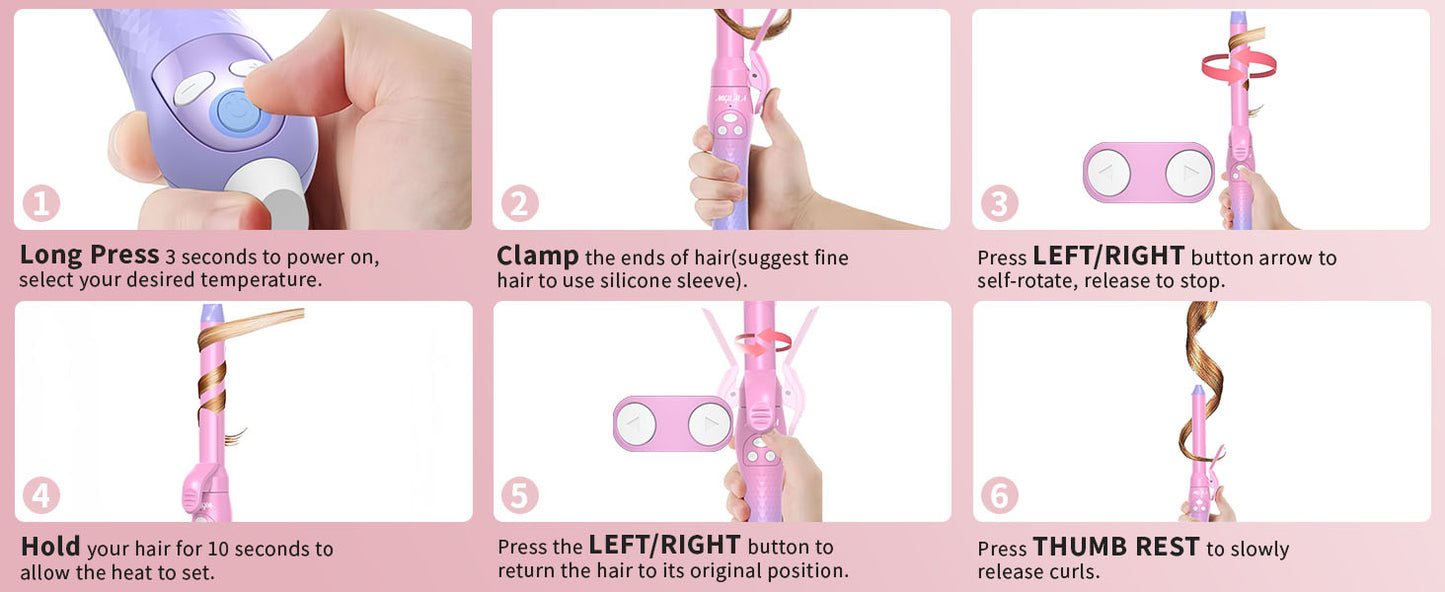 Rotating Curling Iron, Hair Curler Automatic Rotating, Risadora de Pelo Giratoria, Easiest Curling Iron for Beginners, Best Curling Iron for Thin Fine Hair