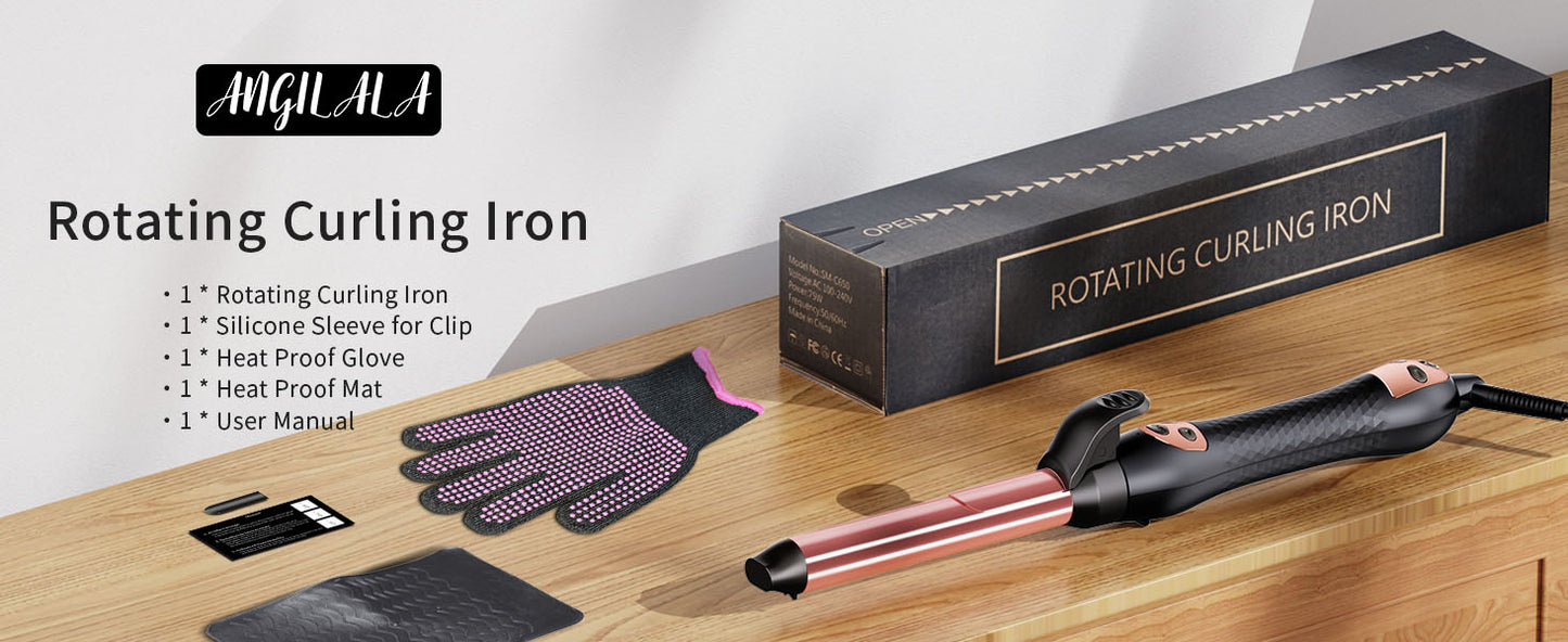 Rotating Curling Iron, Hair Curler Automatic Rotating, Risadora de Pelo Giratoria, Easiest Curling Iron for Beginners, Best Curling Iron for Thin Fine Hair