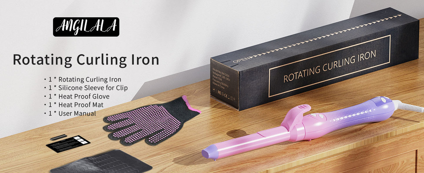 Rotating Curling Iron, Hair Curler Automatic Rotating, Risadora de Pelo Giratoria, Easiest Curling Iron for Beginners, Best Curling Iron for Thin Fine Hair