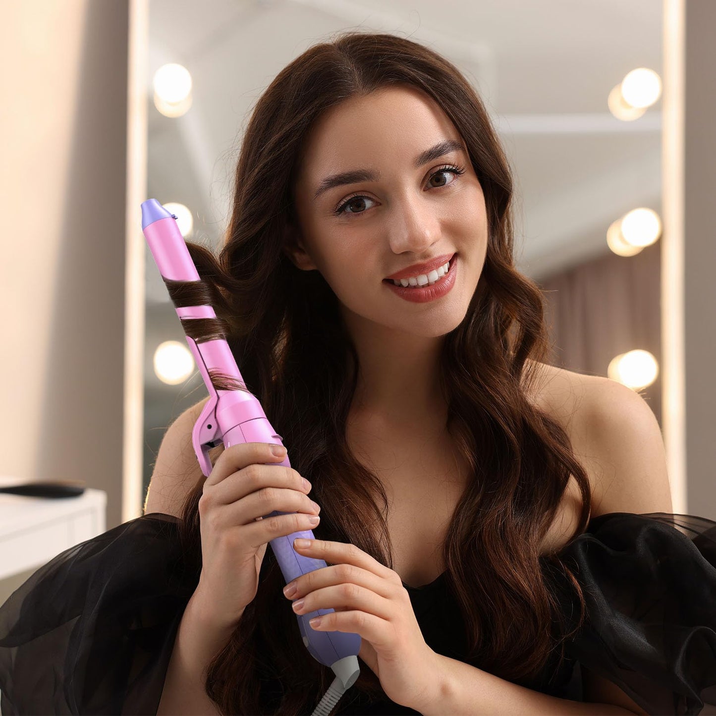 Rotating Curling Iron, Hair Curler Automatic Rotating, Risadora de Pelo Giratoria, Easiest Curling Iron for Beginners, Best Curling Iron for Thin Fine Hair