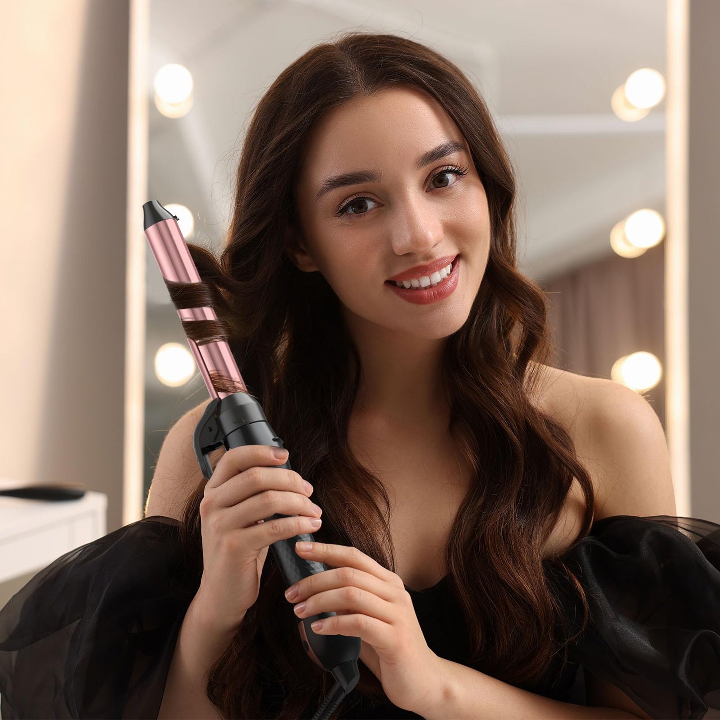 Rotating Curling Iron, Hair Curler Automatic Rotating, Risadora de Pelo Giratoria, Easiest Curling Iron for Beginners, Best Curling Iron for Thin Fine Hair